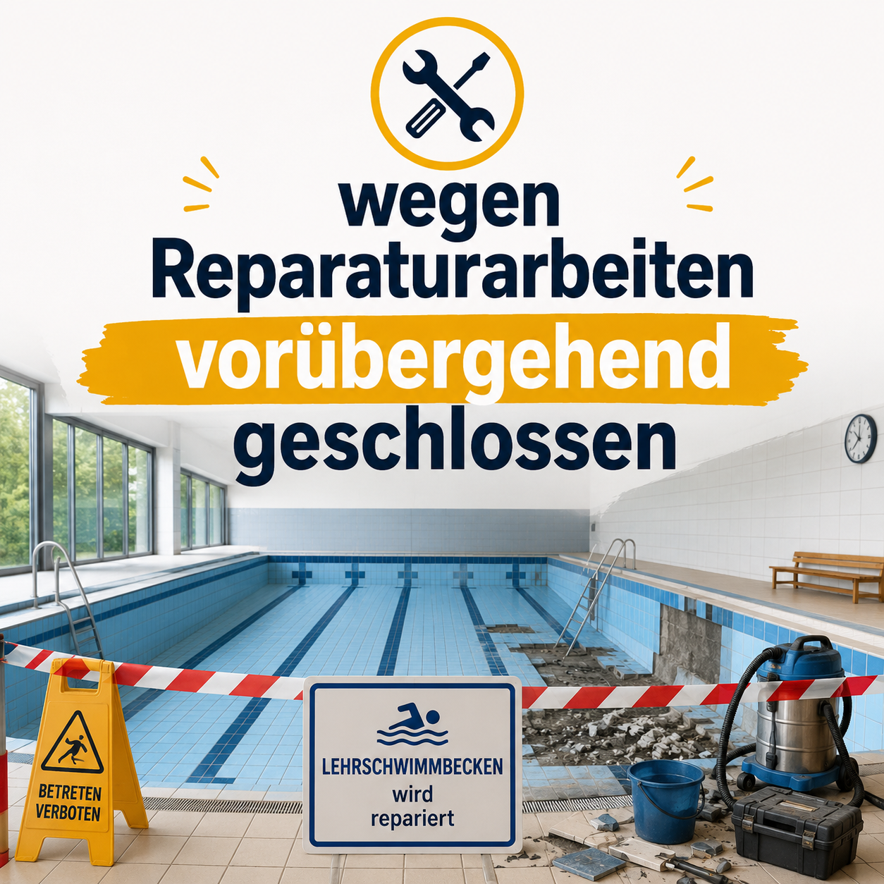 Öffnet die Seite 'Lehrschwimmbecken Lippborg vorübergehend geschlossen'